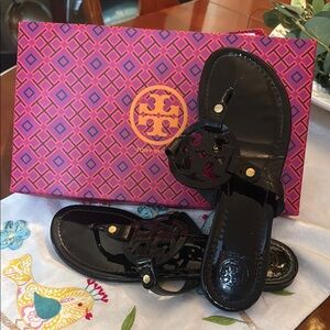 Tory Burch Glossy Black Sandals